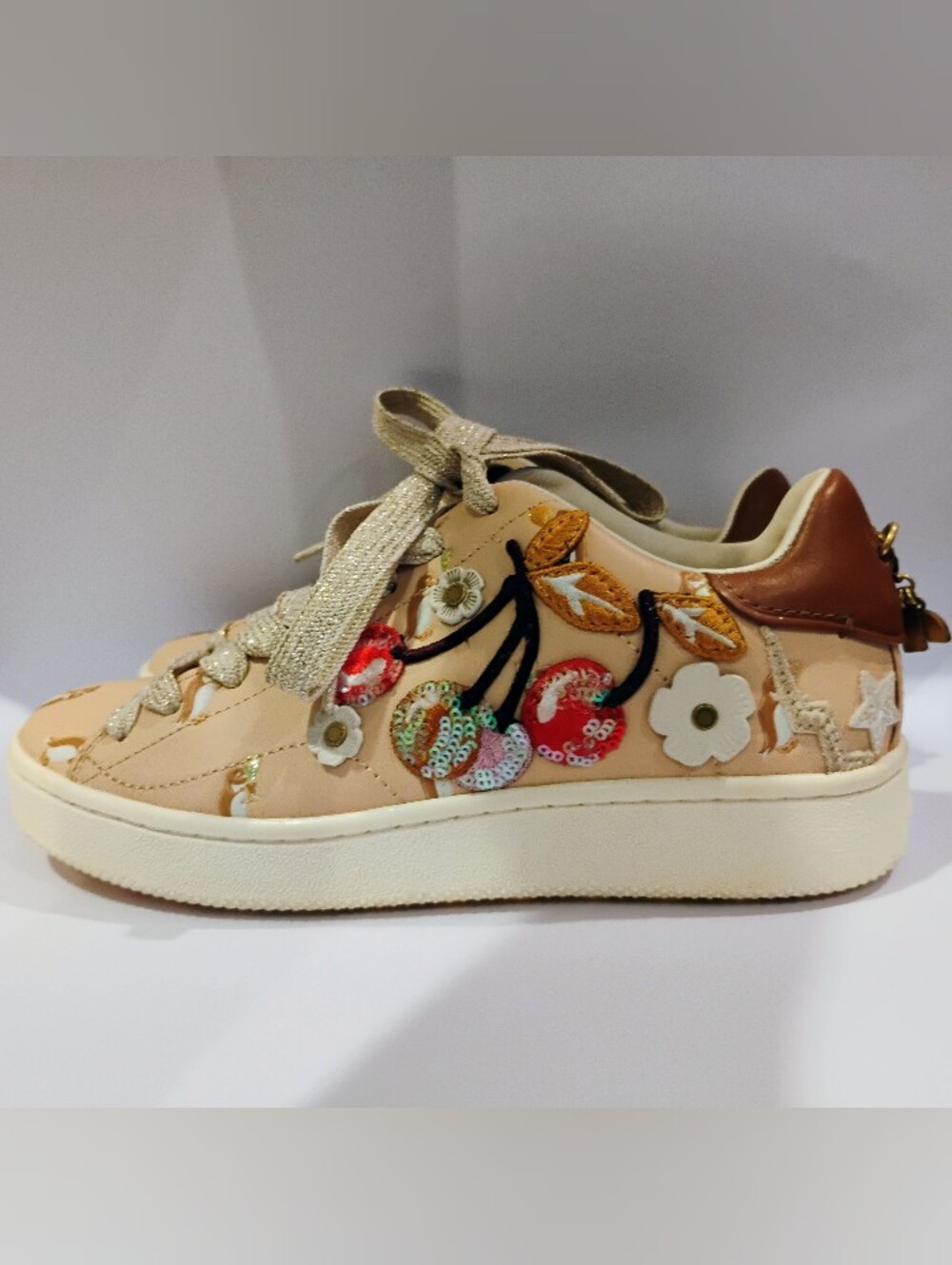 Coach Cherry Blossom Applique Sneakers Penguin Print G1941 Size EU37.5 /US 7